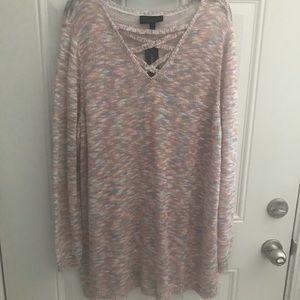 NWT Lane Bryant Strappy V-Neck Knit Sweater